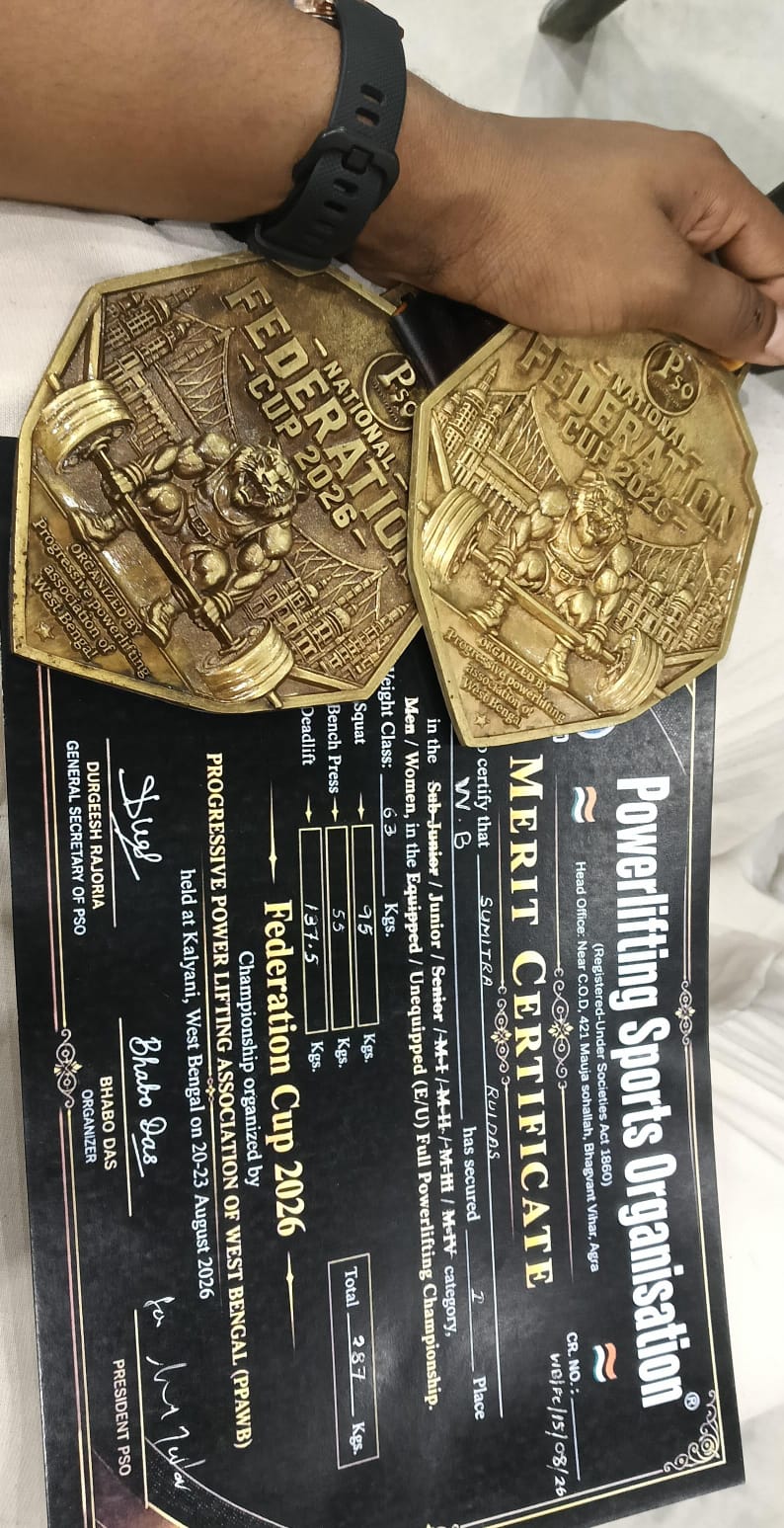 Goldie's Gym Sumitra and Debosmita Federation Cup 2026 medals and certificate